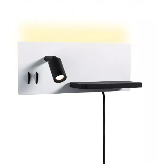 Paulmann 71102 LED Wandleuchte Serra USB C 2700K 650lm / 200lm 230V 5,5 / 1x2,6W dimmbar Weiß matt/Schwarz matt