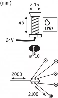 Paulmann 93694 Plug&Shine Set Einbauleuchte MicroPen II IP67 3000K 5x0,22W