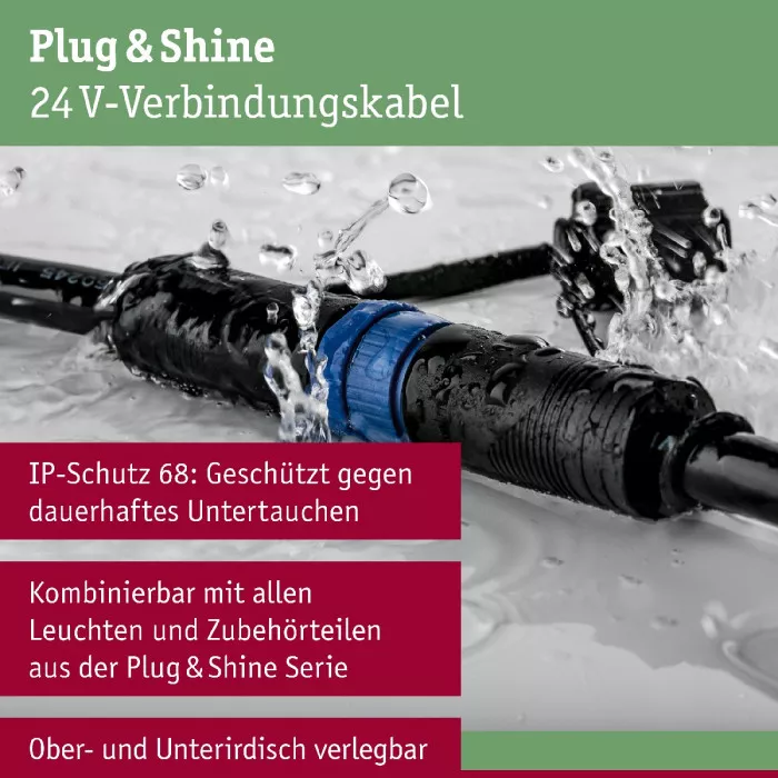 Paulmann 93927 Plug&Shine Connector IP68 5m Schwarz